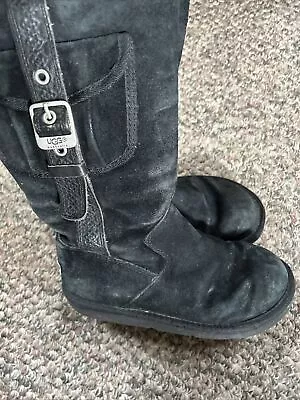 UGG Australia Retro Cargo Pocket Black Suede Boots Women’s Size 8 • $24.99