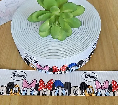 1.5  (1 YD) Mickey Mouse Grosgrain Ribbon Peeking Heads Minnie Pluto Daisy Duck • $1.35