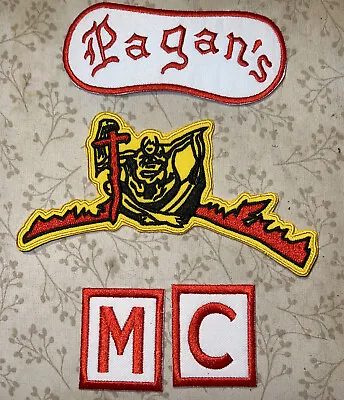 Infamous Pagan's Motorcycle Club (SMALL) 41/2 “ Patch Set- Fast U.S.A. Shipping • $12.95