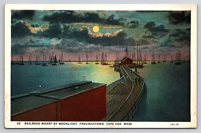 Railroad Wharf By Moonlight Provincetown Cape Cod MA Postcard MA077 • $8.65