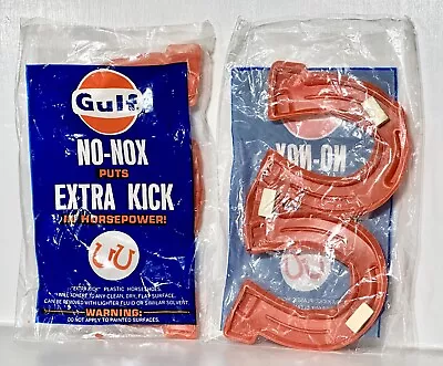 Lot Of 2 Vintage Gulf No- Nox Extra Kick Horseshoe Gas Station  Advertising Sign • $25