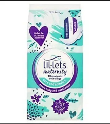 Lil-Lets Maternity Pads | Extra Long Maxi Thick Towels X 10 | With Wings | New • £3.50