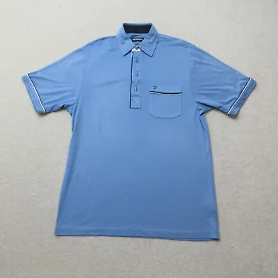 Farah Mens Small S Blue Polo Shirt Short Sleeve 4 Button Regular Fit Logo • £10.99