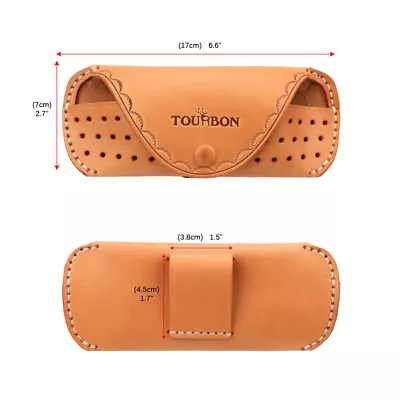 TOURBON Leather Eyeglasss Protective Case Eyeware Storage Belt Pouch For Gift UK • £25.88