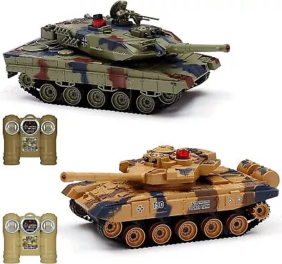 Fistone RC Battle Tank Set 1/24 Scale 2.4G Remote Control T90 Tank And Leopa... • $136.95