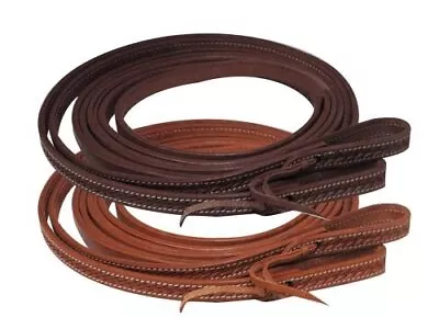 Showman 5/8  X 8' Argentina Cow Leather Basket Weave Tooled Split Reins • $29.95