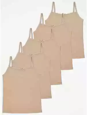 £10.99 • Buy Girls Nude Beige Cami Camisole School Vests 5 Pack 2- 12 Years