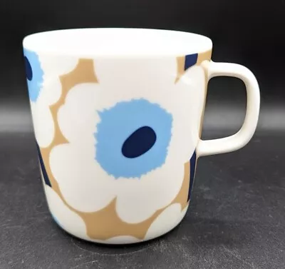 MARIMEKKO Unikko Oiva Mug Cup Beige White Blue Flower • $65