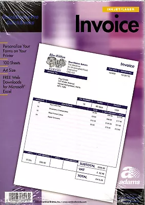 4 X 100 Loose Leaf Adams Invoice Pads Compatible With Quickbooks & Pro Version • £23