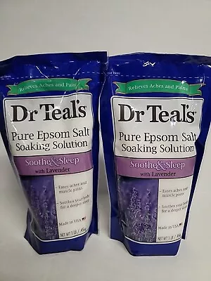 2x Dr Teal's Pure Epsom Salt Soaking Solution Soothe & Sleep W/ Lavender 1 Lb Ea • $18.79