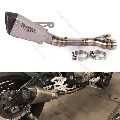 For BMW S1000RR S1000R Mid Exhaust Link Pipe Slip On 60mm Carbon Muffler Escape • $270