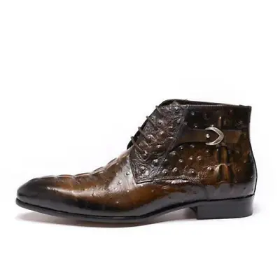 Mens Crocodile Pattern Pointy Toe Work Real Leather Business Ankle Boots Shoes  • $104.50