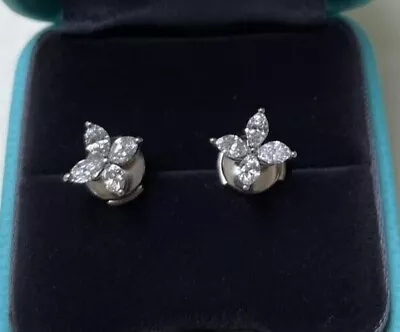 $9500 Tiffany & Co. Platinum & Marquise Diamond Victoria Earrings • $5995