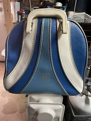 VTG Brunswick Wind Jammer 1 Ball Bowling Bag Metal Rack Pocket Blue White USA • $39.99