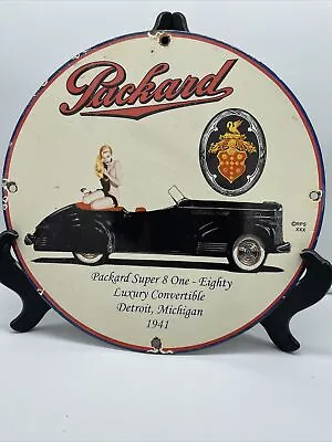 1941 Vintage Style ''packard'' Dealer Porcelain Pump Plate 12 Inch • $124