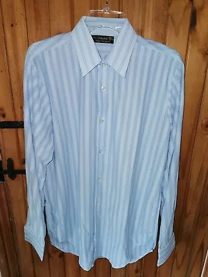 St Michael Nylon & Terylene Light Blue Stripes Vintage Mens Shirt Collar 15.5  • £4.99