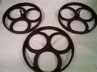 Antique 3 Rings Industrial Wheels/ Decor  8 Inch Diameter #718 • $30