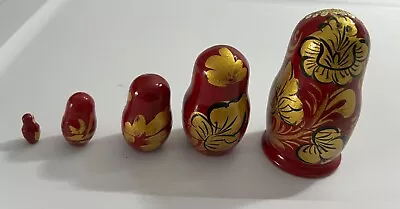 Russian Dolls Set Of 5 Red Nesting Doll Babushka Matryoshka Stacking Dolls • $16.29