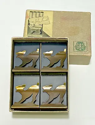 Vintage Art Deco MCM Deer Placecards Or Matchbook Holders 4pc Original Box • $26
