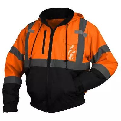 High Visibility Insulated Hi Vis Org. Reflective Road Work Safety Bomber Jacket • $47.55