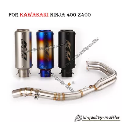 Full Exhaust Connecting Pipe Link Muffler Tips For Kawasaki Ninja 400 Z400 • $223