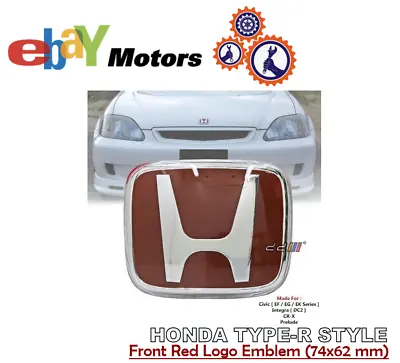 Front Bonnet Red Emblem For Honda Civic EG6 EG9 EK9 Integra DC2 92-00 • $23.99