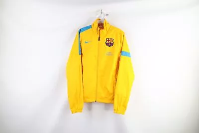 Nike Mens S Spell Out FC Barcelona Soccer Full Zip Warm Up Windbreaker Jacket • $50.96