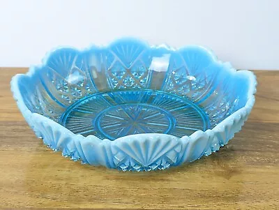 Vintage DAVIDSON Pressed Glass Blue Bowl • £26