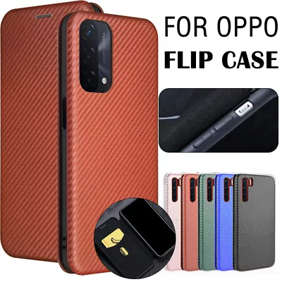 $14.99 • Buy For OPPO A54 A74 5G Find X3 Pro Neo Lite Fiber Case Carbon Texture Wallet Cover