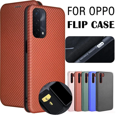 For OPPO A54 A74 5G Find X3 Pro Neo Lite Fiber Case Carbon Texture Wallet Cover • $14.99