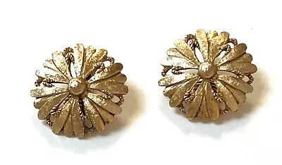 Vintage Monet Clip On Openwork Goldtone Flower  Earrings • $15