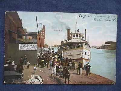 1907 Oswego New York Steamer At Dock Postcard & Double Lined Cancel • $7.50