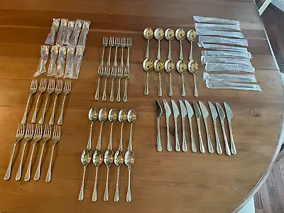 Towle Lauffer - Gold Tone Flatware Silverware Set For 10 - 70 Pieces Thailand • $599