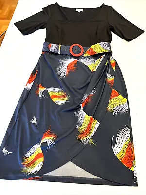 $30 • Buy Leona Edmiston (Aust Designer) Mock Wrap Belted Dress Size 1 (~8/10)