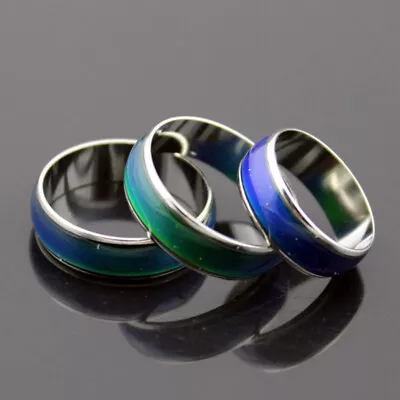 Stainless Steel Color Changing Mood Ring Temperature Ring Women Men Jewelry Gift • $2.56