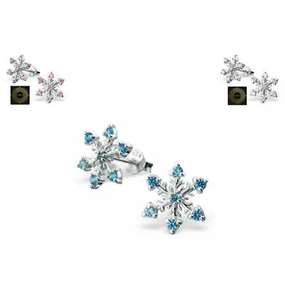 $18.42 • Buy 925 Sterling Silver Cubic Zircon Snowflake Earrings