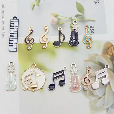 12PCS Enamel Assorted Musical Note Violin Pendant Charms For Bracelet Necklace • $4.36