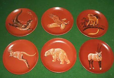 Vintage Praesidium Melamine Wild Animal  Coasters - Full Set Of Six • £10.99