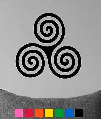 Celtic Knot Triskelion Triple Spiral Wall Art Matt Vinyl Sticker Cupboard Decal • £4.20