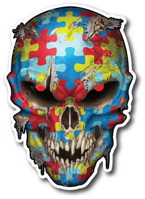 4pk Autism Awareness Puzzle Skull Decal Sticker Car Truck Window Bumper Ribbon • $4.65