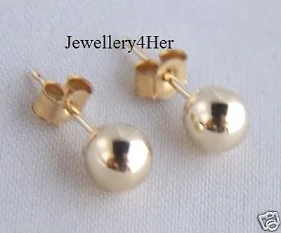 9ct Gold 4mm Ball Stud Earrings - Solid 9k PAIR Men Mothers Girls B'day GIFT BOX • £17.50