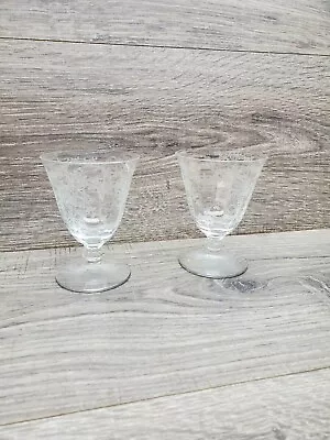 Vtg Fostoria Etched Glass Juice Water Wine Glasses Qty 2 • $16.99