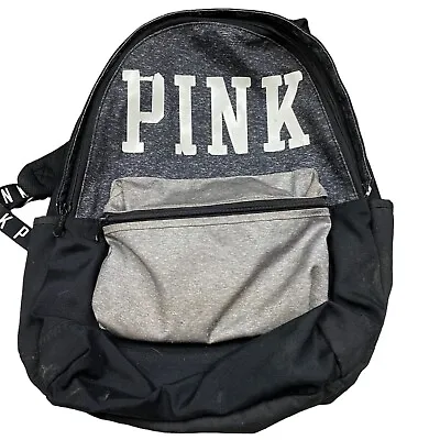 Victoria's Secret Pink Campus GREY MARL Backpack Large Bookbag College READ • $17.25