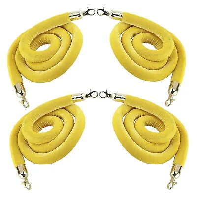 NovelBee 4pcs Yellow Velvet Stanchion Ropes With Gold Hooks5 Feet Stanchion Que • $44.09