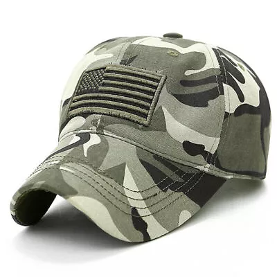 Man Trucker Baseball Cap Army Military Summer Hat USA American Flag Adjustable/ • £10.22