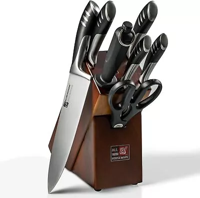 Premium 8 Piece German Steel Kitchen Knives Set With Wood Block Chef Knife Set • $93.87