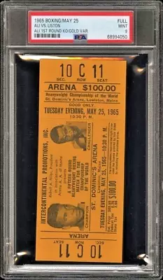 1965 1ST FIGHT AS MUHAMMAD ALI VS LISTON PSA 9 FULL TICKET PHANTOM PUNCH Boxing • $875