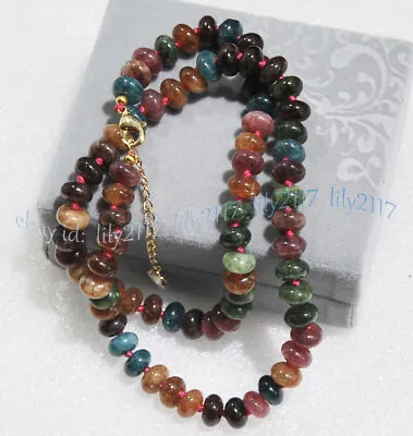 Natural Colorful Tourmaline Rondelle Gemstone Beads Necklace 14-48'' 4x6mm 5x8mm • $6.75