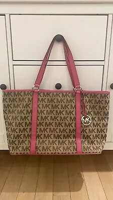 MICHAEL KORS Signature Summer XL Tote Shoulder Purse PINK • $79.99