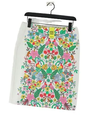 Boden Women's Midi Skirt UK 12 White Graphic Cotton With Elastane Midi A-Line • £21.10